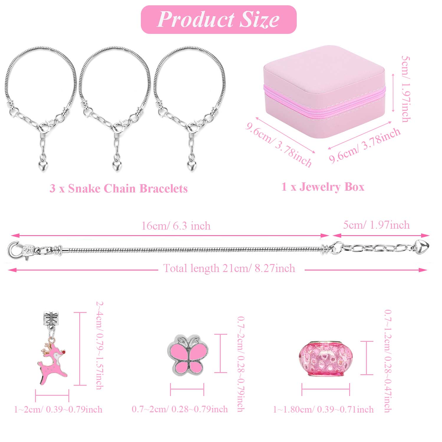 Набор из 68 предметов розовых  – обзор и цена Jewelry Making Charms